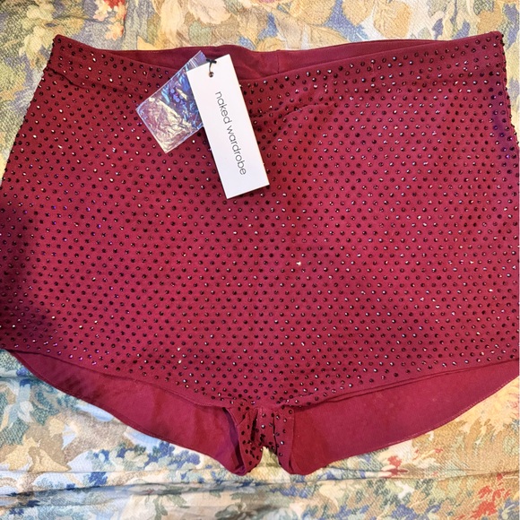 Naked Wardrobe Burgundy High Waist Shorts - Picture 3 of 5